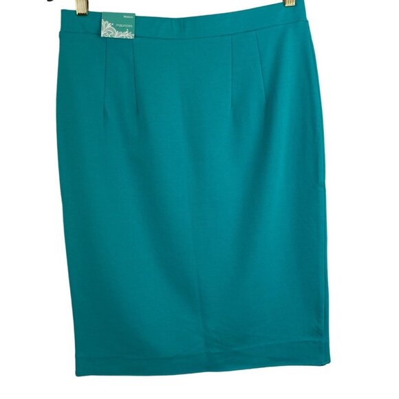 Maurices Womens Size Medium Teal Knit Pencil Skirt Elastic Waist Stretch - Picture 2 of 11